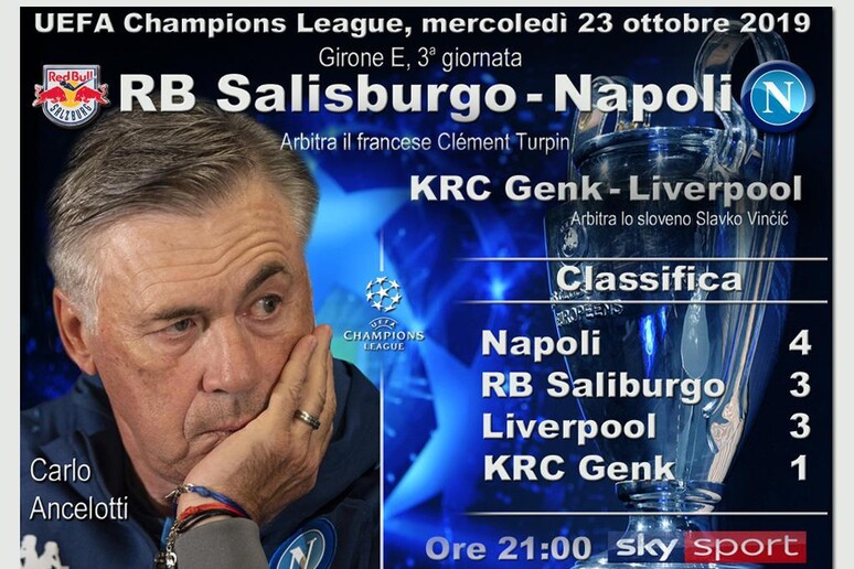 Champions, il girone E con Salisburgo-Napoli - RIPRODUZIONE RISERVATA